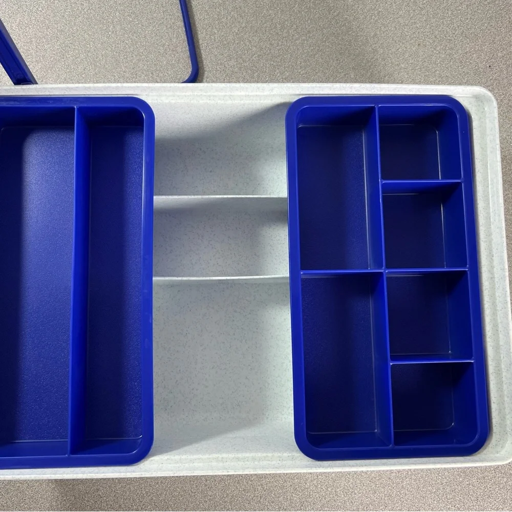 Vintage Tupperware Tuppercraft White Blue Craft/Tackle Set with Handle‎ like new